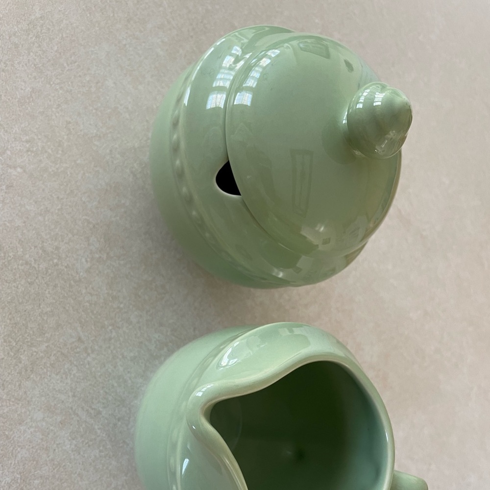 Sage Cream and Sugar Bowl